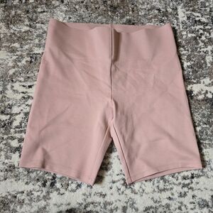 LOFT Women's Size L Peachy Coral Biker Shorts Wide Waistband Pull-On NWT